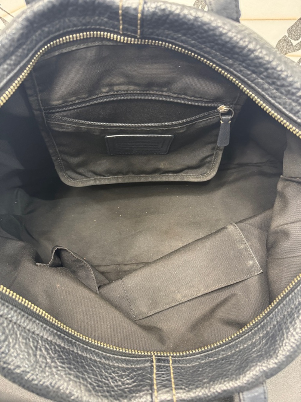 Coach Black Pebbled Leather Satchel - Picture 9 of 10
